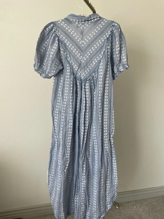 Free People Rodeo Prairie Floral Blue Midi Dress Boho Western Size S - Picture 4 of 7